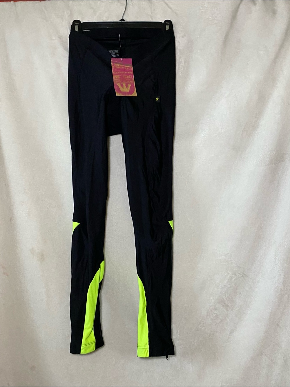 Canari Black Leggings with Neon Yellow Panels